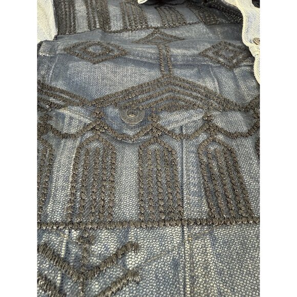 Levis Made Crafted Denim Trucker Jacket Size L French Tulle Embroidered Lace - Picture 10 of 11